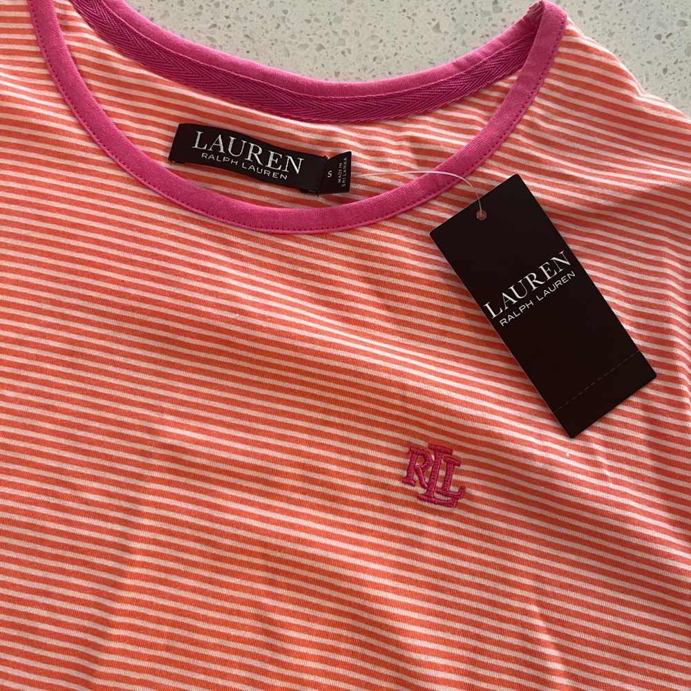 NWT Lauren by Ralph Lauren Striped Orange and White Pajamas - Picture 7 of 13